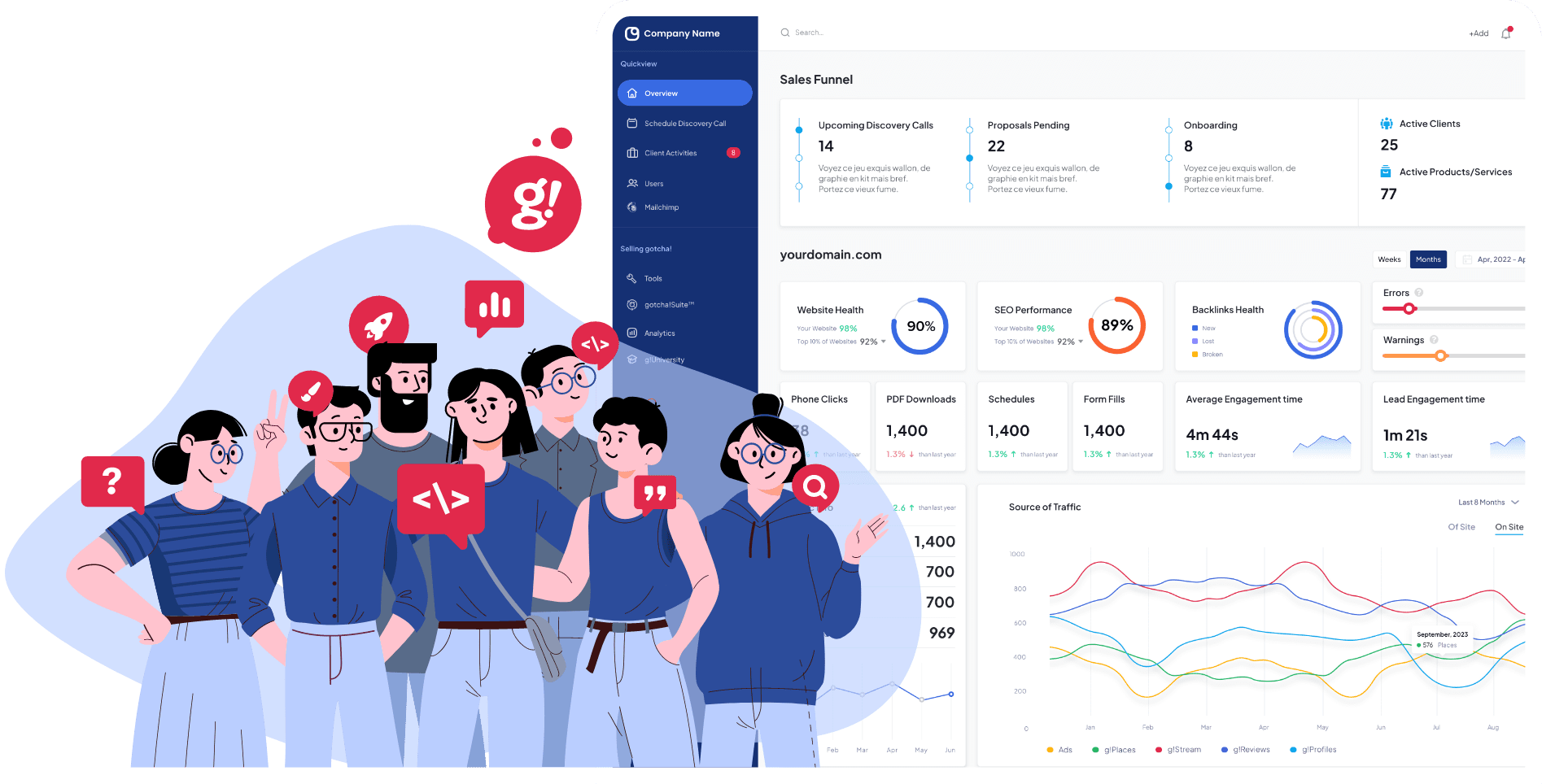 a group of people standing in front of a screen